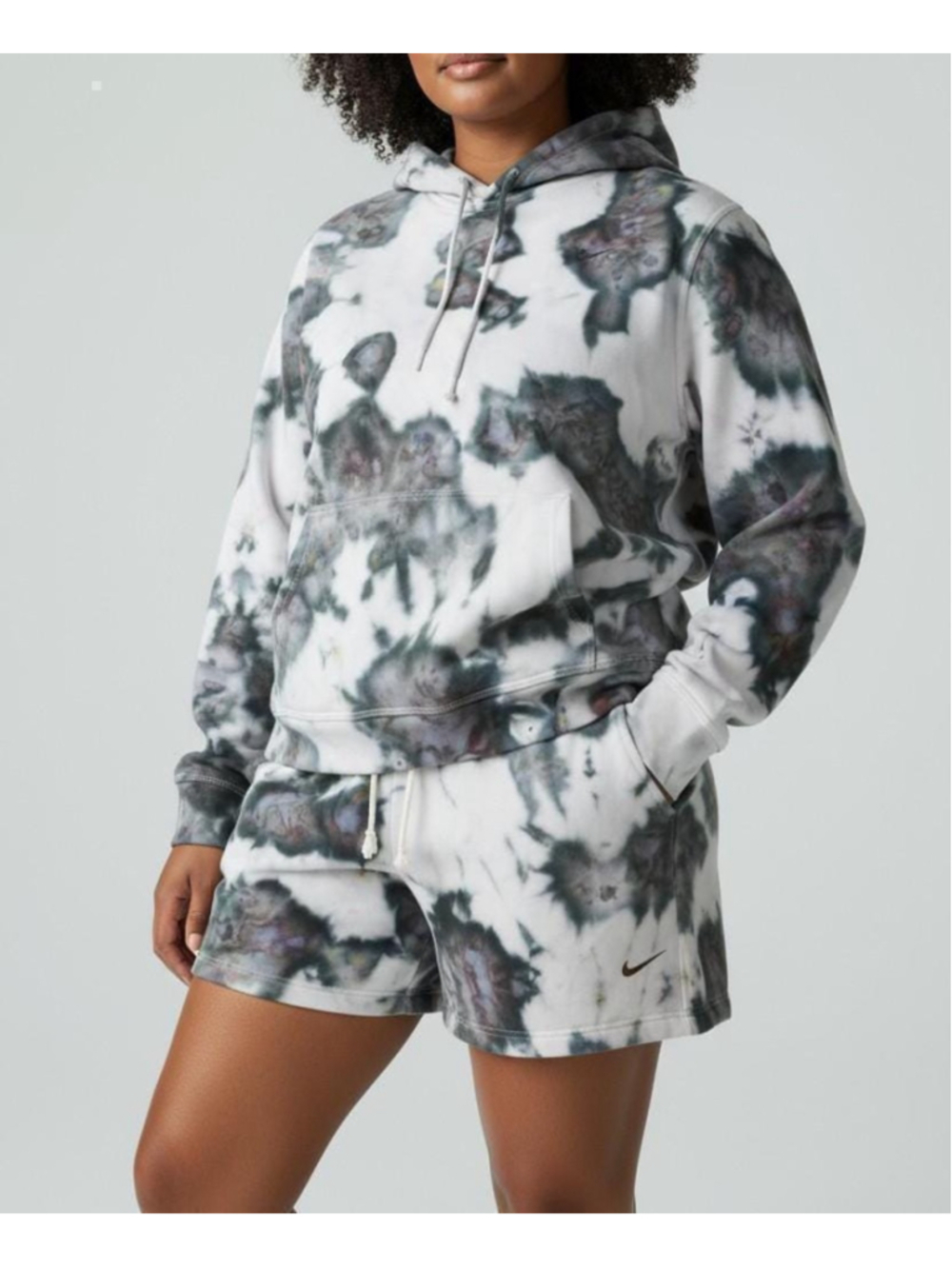 XLARGE NIKE Upcycled Brand Hoodie and Shorts, One-of-a-Kind Reclaimed, Tie-Dyed